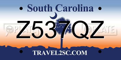 Z537QZ South Carolina License Plate