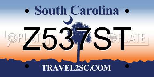 Z537ST South Carolina License Plate