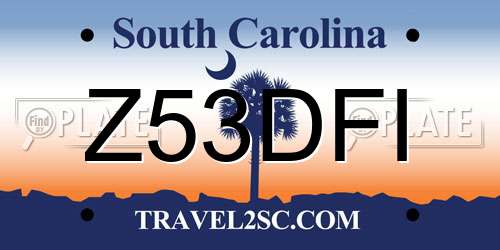 Z53DFI South Carolina License Plate