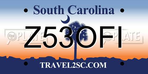 Z53OFI South Carolina License Plate
