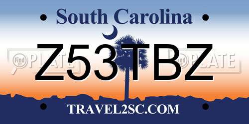 Z53TBZ South Carolina License Plate