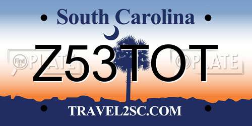 Z53TOT South Carolina License Plate
