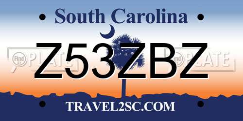 Z53ZBZ South Carolina License Plate
