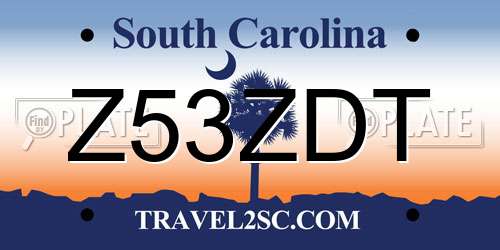 Z53ZDT South Carolina License Plate