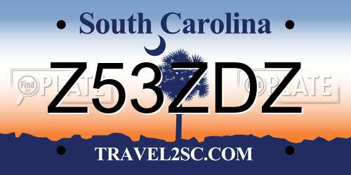 Z53ZDZ South Carolina License Plate