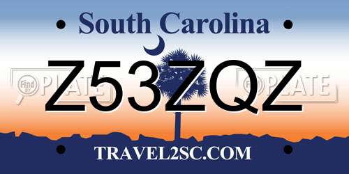 Z53ZQZ South Carolina License Plate