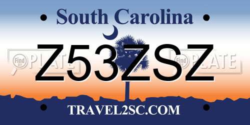 Z53ZSZ South Carolina License Plate