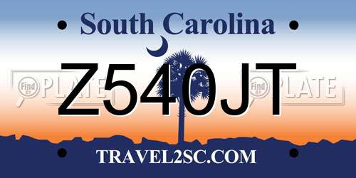 Z540JT South Carolina License Plate