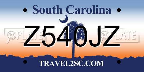Z540JZ South Carolina License Plate