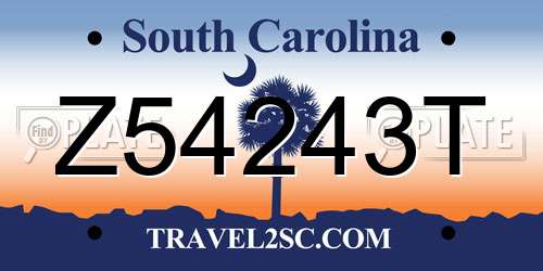 Z54243T South Carolina License Plate