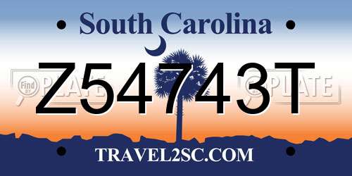 Z54743T South Carolina License Plate