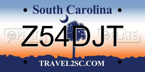 Z54DJT South Carolina License Plate