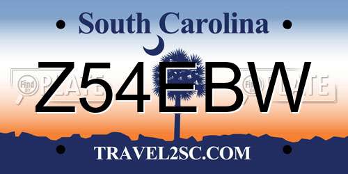 Z54EBW South Carolina License Plate