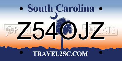 Z54OJZ South Carolina License Plate