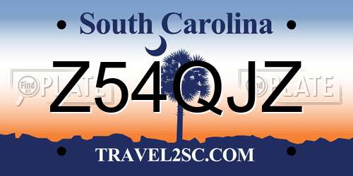 Z54QJZ South Carolina License Plate
