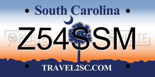 Z54SSM South Carolina License Plate