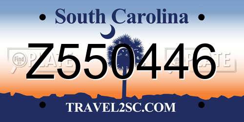 Z550446 South Carolina License Plate