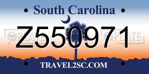 Z550971 South Carolina License Plate