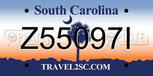 Z55097I South Carolina License Plate