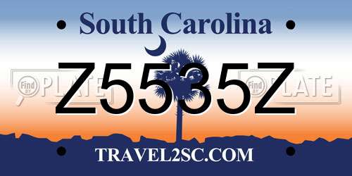 Z5535Z South Carolina License Plate