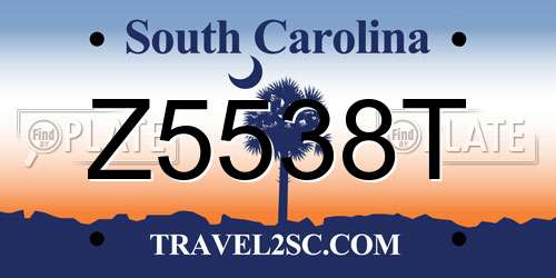 Z5538T South Carolina License Plate