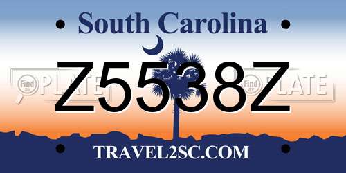 Z5538Z South Carolina License Plate