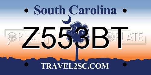 Z553BT South Carolina License Plate