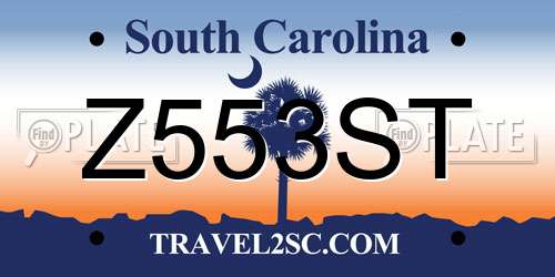 Z553ST South Carolina License Plate