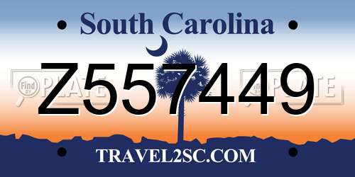 Z557449 South Carolina License Plate