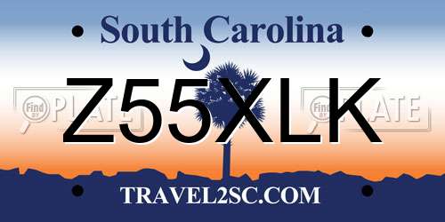 Z55XLK South Carolina License Plate