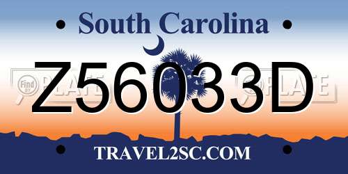 Z56033D South Carolina License Plate