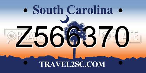 Z566370 South Carolina License Plate
