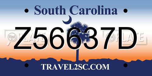 Z56637D South Carolina License Plate