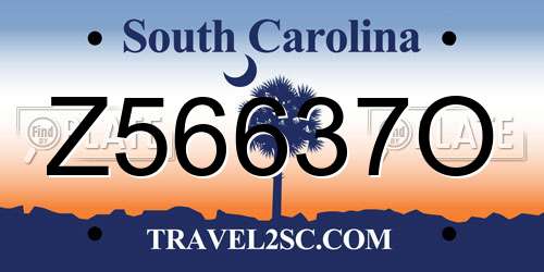 Z56637O South Carolina License Plate