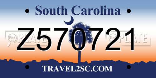 Z570721 South Carolina License Plate