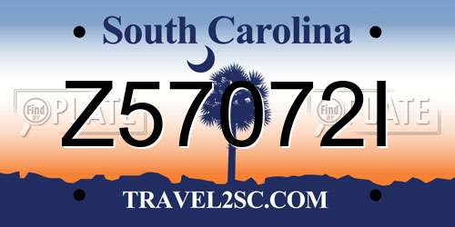Z57072I South Carolina License Plate