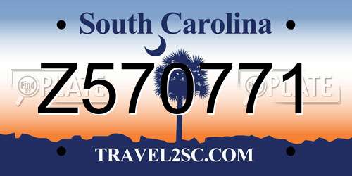 Z570771 South Carolina License Plate