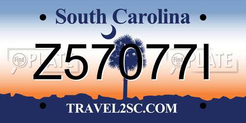 Z57077I South Carolina License Plate