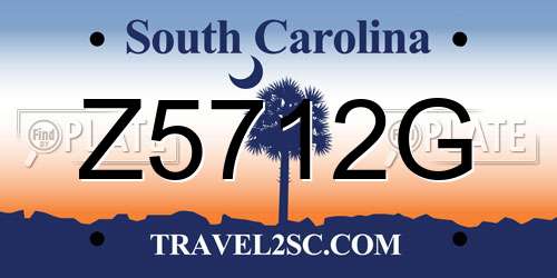 Z5712G South Carolina License Plate