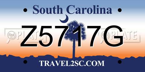 Z5717G South Carolina License Plate