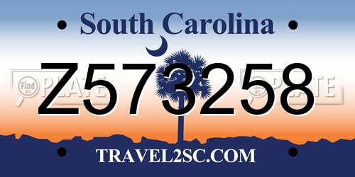 Z573258 South Carolina License Plate
