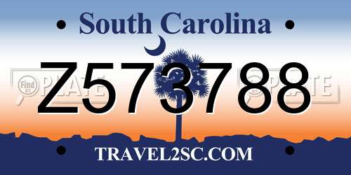 Z573788 South Carolina License Plate