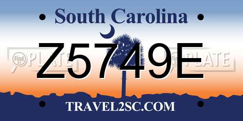 Z5749E South Carolina License Plate