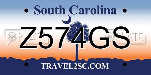 Z574GS South Carolina License Plate