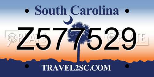 Z577529 South Carolina License Plate