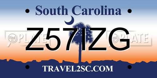 Z57IZG South Carolina License Plate