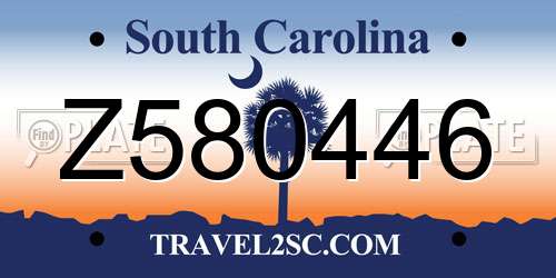 Z580446 South Carolina License Plate