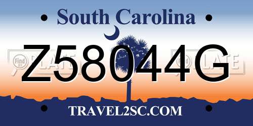 Z58044G South Carolina License Plate
