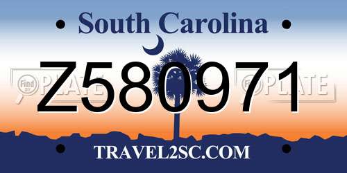Z580971 South Carolina License Plate