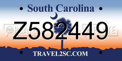 Z582449 South Carolina License Plate